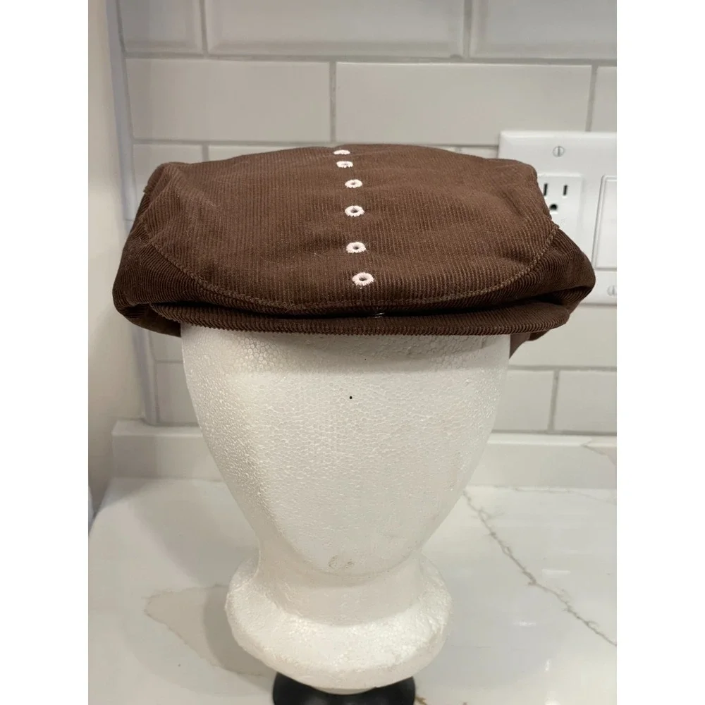 Vintage Y2K Volcom Gals Flat Cap Hat Women One Size Brown Corduroy Newsboy New